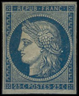 * N°4 25c Bleu, Signé Calves - TB - 1849-1850 Ceres