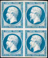 * N°15 25c Bleu, Bloc De 4 Gomme Coloniale - B - 1853-1860 Napoleone III