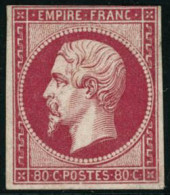 ** N°17B 80c Rose, Signé Maury Au Filet De Haut - B - 1853-1860 Napoleone III