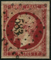 Obl. N°18 1F Carmin, Léger Pli - B - 1853-1860 Napoléon III.