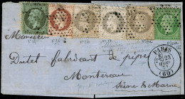 Lettre N°19 - 20 - 26 - 27 Combinaison Exceptionnelle à 20c, Obl étoile De Paris 23/3/71, Qualité Standard - B - 1862 Napoleon III