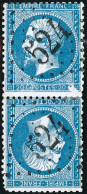 Obl. N°22 20c Bleu, Paire Tête-bèche, Qualité Standard - B - 1862 Napoleon III