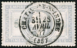 Obl. N°33 5F Empire, Pelurage Au Verso - B - 1863-1870 Napoleone III Con Gli Allori