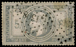 Obl. N°33 5F Empire Obl PC 1308, Pli - B - 1863-1870 Napoléon III Lauré