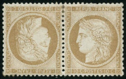* N°36b 10c Bistre-jaune, Paire Tête-bèche Signé Calves Et Brun - TB - 1870 Asedio De Paris