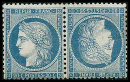 * N°37c 20c Bleu, Paire Tête-bêche, Signé Brun - TB - 1870 Assedio Di Parigi