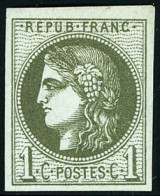 ** N°39A 1c Olive R1 - TB - 1870 Bordeaux Printing