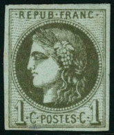 * N°39C 1c Olive R3 - TB - 1870 Bordeaux Printing