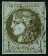 Obl. N°39Ca 1c Olive Clair R3 - TB - 1870 Bordeaux Printing