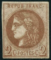 ** N°40Bg 2c Chocolat, R2 - TB - 1870 Bordeaux Printing