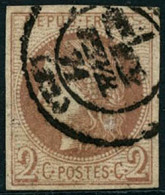 Obl. N°40Bg 2c Chocolat, R2 - TB - 1870 Bordeaux Printing
