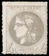 * N°41B 4c Gris, R2 Percé En Ligne - TB - 1870 Ausgabe Bordeaux