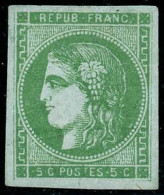 ** N°42B 5c Vert-jaune, R2 - TB - 1870 Bordeaux Printing