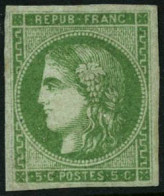 * N°42B 5c Vert-jaune R2 - TB - 1870 Bordeaux Printing