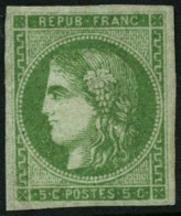 * N°42B 5c Vert-jaune R2 - TB - 1870 Ausgabe Bordeaux