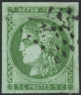 Obl. N°42B 5c Vert-jaune, R2 - TB - 1870 Ausgabe Bordeaux