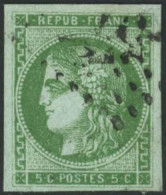 Obl. N°42B 5c Vert-jaune, R2 - TB - 1870 Bordeaux Printing