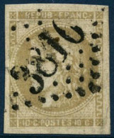 Obl. N°43Ab 10c Bistre Verdâtre, R1 Signé Calves - TB - 1870 Emission De Bordeaux
