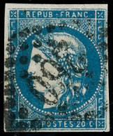 Delcampe - Obl. N°44B 20c Bleu, Type I R2 Petites Marges - TB - 1870 Bordeaux Printing