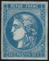 ** N°46B 20c Bleu, Type III R2 - TB - 1870 Ausgabe Bordeaux