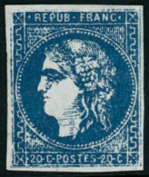 ** N°46B 20c Bleu R2, Type III Faux De Marseille - TB - 1870 Emissione Di Bordeaux