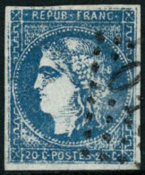 Obl. N°46B 20c Bleu, Faux De Marseille - TB - 1870 Emission De Bordeaux