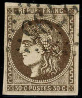Obl. N°47e 30c Brun, R Relié Au Cadre, Obl GC 2795 - TB - 1870 Emissione Di Bordeaux