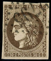 Obl. N°47e 30c Brun, R Relié Au Cadre, Obl GC 2795 - TB - 1870 Emisión De Bordeaux