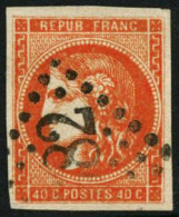 Obl. N°48 40c Orange - TB - 1870 Emisión De Bordeaux