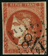 Obl. N°48g 40c Vermillon, Signé Calves - B - 1870 Emisión De Bordeaux