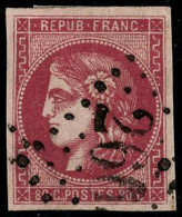 Obl. N°49d 80c Groseille - TB - 1870 Bordeaux Printing
