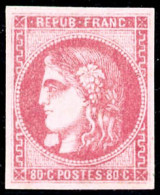 ** N°49g 80c Rose, Boule Blanche Sous Le Menton, Très RARE, Signé Calves Et Roumet - TB - 1870 Emissione Di Bordeaux