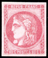 ** N°49g 80c Rose, Boule Blanche Sous Le Menton, Très RARE, Signé Calves Et Roumet - TB - 1870 Emisión De Bordeaux