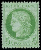** N°53 5c Vert-jaune S/azuré, Pièce De Luxe - TB - 1871-1875 Ceres