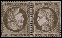 ** N°58c 10c Brun S/rose, Paire Tête-bèche - TB - 1871-1875 Ceres