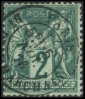 Obl. N°62 2c Vert - TB - 1876-1878 Sage (Typ I)