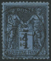 Obl. N°84 1c Noir S/bleu De Prusse - TB - 1876-1898 Sage (Tipo II)