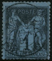 Obl. N°84 1c Noir S/bleu De Prusse, Infime Froissure - B - 1876-1898 Sage (Tipo II)