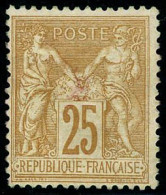 ** N°92 25c Bistre S/jaune - TB - 1876-1898 Sage (Tipo II)