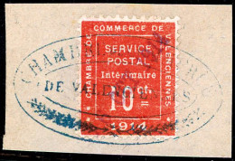 Obl. Sur Fragment N°1 10c Vermillon (Valenciennes) Obl S/fgt - TB - Guerre (timbres De)