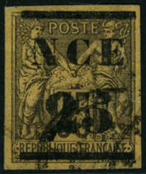 Obl. N°4 25 S/35c Violet-noir S/jaune, Signé Scheller - TB - Autres & Non Classés