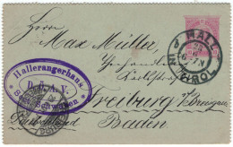 Ganzsache Hallerangerhaus Sektion Schwaben Deutsch-Österreichischer Alpenverein 1901 > Max Müller Freiburg Breisgau - Storia Postale