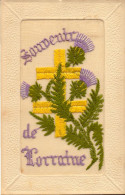 Carte Brodée, Souvenir De Lorraine, Croix De Lorraine - Bestickt