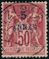 Obl. N°8a 5a Sur 50c Rose (2 "A"  De "Annas" Plus Petit - TB - Autres & Non Classés