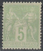 France N° 102 SAGE Type I 5 C Vert Jaune - 1898-1900 Sage (Tipo III)