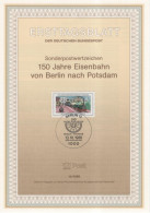 Germany Deutschland 1988-14 150th Anniv. Of The Berlin Nach Potsdam Railway Station Railroad Train Eisebahn, Berlin - 1981-1990