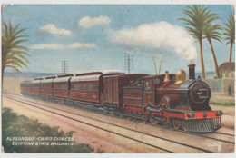 CPA EGYPTE TRAIN  ALEXANDRIA CAIRO EXPRESS EGYPTIAN STATE RAILWAYS -Très Bon état-Circulée  1909 - Alejandría