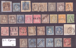 31 HELVETIES ASSISES DENTELES - OBLITERATIONS SPECIALES, LINEAIRES, SANS ANNEE, DES A COUDRE... - Used Stamps