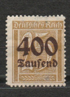 Allemagne - Deutsches Reich -chiffre -  Inflation - 400 Tausend - Année 1923 Mi 298 - Otros & Sin Clasificación
