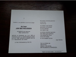 Jan Matheussen ° Antwerpen 1920 + Leuven 1990 X Irma Vervecken - Overlijden